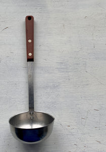 VINTAGE EKCO FORGE WOOD-HANDLED, STAINLESS STEEL LADLE--MADE IN THE USA