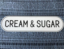 CHARMING, OVAL-EDGED TIN "CREAM & SUGAR" WALL SIGN