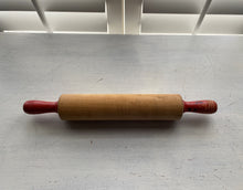 VINTAGE RED-HANDLED ROLLING PIN--SO CLASSIC! SO PRETTY!