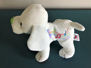 VINTAGE GANZ WEBKINZ WHITE/RAINBOW COLORS, MUSIC-THEMED PUPPY