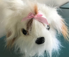 VINTAGE GANZ WEBKINZ FUZZY WHITE/BROWN SHIH TZU DOG (RARER)