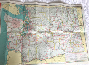 1955 RETRO "STATE OF WASHINGTON" RAND MCNALLY MAP (GORGEOUS!)