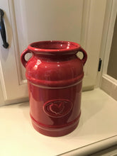 RED, WHITE, AND TEAL! EXTRA-PRETTY FARMHOUSE UTENSIL CROCK WITH SIX UTENSILS