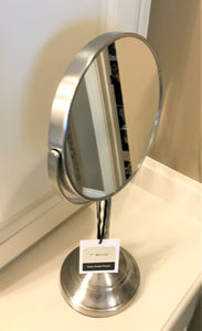 I FEEL PRETTY! GORGEOUS, TALL, SATIN NICKEL MAKE-UP MIRROR (NEW)