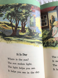 CHARMING VINTAGE SCHOOL BOOK "SUNSHINE AND RAIN" (1949 SAMPLE COPY IN EXCELLENT CONDITION)