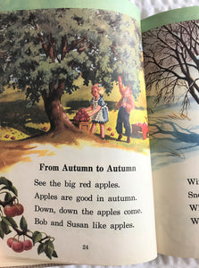 CHARMING VINTAGE SCHOOL BOOK "SUNSHINE AND RAIN" (1949 SAMPLE COPY IN EXCELLENT CONDITION)