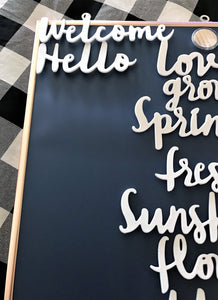 MAGNETIC DARK-BLUE/ROSE-GOLD CHALKBOARD WITH EXTRA SPRING-Y SET OF WORDS