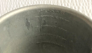 VINTAGE ALUMINUM, COMMERCIAL 14-OUNCE MEASURING SCOOP WITH ROUND BOTTOM