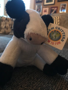 CUTE CRITTER ALERT! ADORABLE BLACK-AND-WHITE PLUSH CALF