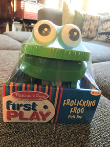 HOPPITY-HOP-HOPPING, SUPER-CUTE GREEN FROGGIE PULL-ALONG TOY