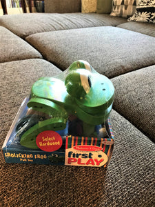 HOPPITY-HOP-HOPPING, SUPER-CUTE GREEN FROGGIE PULL-ALONG TOY