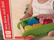 LITTLE WOOD WAGON PULL TOY, FILLED WITH COLORFUL BLOCKS