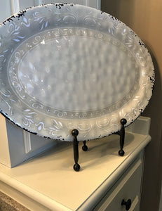 HUGE, BEAUTIFUL, ANTIQUE-LOOK IVORY PLATTER (MELAMINE/EXTRA-STURDY)