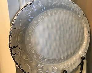 HUGE, BEAUTIFUL, ANTIQUE-LOOK IVORY PLATTER (MELAMINE/EXTRA-STURDY)