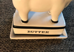 CUTE CREAM-AND-BLACK COW BUTTER DISH