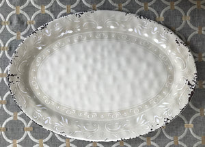 HUGE, BEAUTIFUL, ANTIQUE-LOOK IVORY PLATTER (MELAMINE/EXTRA-STURDY)