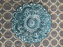 LIGHTWEIGHT, BEA-U-TI-FUL TURQUOISE-BLUE METAL MEDALLION WALL DECOR