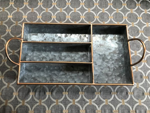 STUNNING AND STURDY GALVANIZED-AND-GOLD 4-SECTION TRAY WITH HANDLES