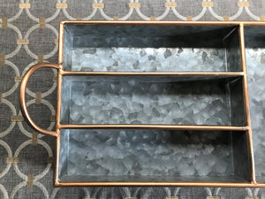 STUNNING AND STURDY GALVANIZED-AND-GOLD 4-SECTION TRAY WITH HANDLES