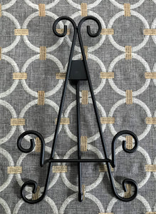 BLACK, LARGE, SCROLL-WORK DISPLAY EASEL