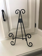 BLACK, LARGE, SCROLL-WORK DISPLAY EASEL