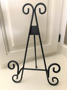 BLACK, LARGE, SCROLL-WORK DISPLAY EASEL