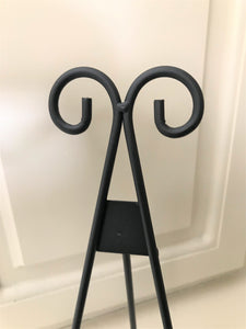 BLACK, LARGE, SCROLL-WORK DISPLAY EASEL