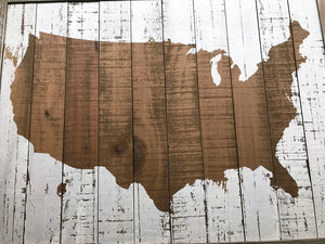 RUSTIC...SIMPLE...AND SO, SO PRETTY! CONTINENTAL USA PLANKED-WOOD/ WHITE-DISTRESSED PAINT WALL DECOR (HUGE AND HEAVY-DUTY)