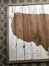 RUSTIC...SIMPLE...AND SO, SO PRETTY! CONTINENTAL USA PLANKED-WOOD/ WHITE-DISTRESSED PAINT WALL DECOR (HUGE AND HEAVY-DUTY)