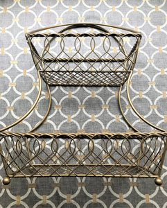 ADD THIS TO YOUR KITCHEN...BOOM!  S T Y L E ! GORGEOUS, GOURMET MIKASA GOLD-MATTE, HEAVY-DUTY 2-TIER COUNTERTOP BASKET