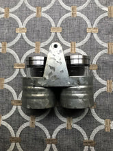 CUTE-AND-STURDY GALVANIZED/GLASS SALT AND PEPPER SET