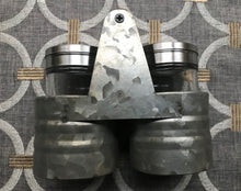 CUTE-AND-STURDY GALVANIZED/GLASS SALT AND PEPPER SET