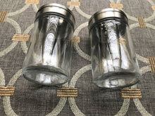 CUTE-AND-STURDY GALVANIZED/GLASS SALT AND PEPPER SET