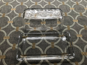 VINTAGE-LOOK "MASON" CLEAR GLASS BUTTER DISH