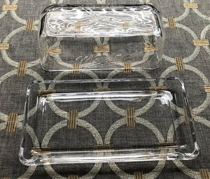 VINTAGE-LOOK "MASON" CLEAR GLASS BUTTER DISH