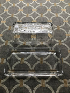 VINTAGE-LOOK "MASON" CLEAR GLASS BUTTER DISH