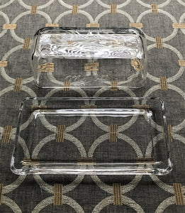 VINTAGE-LOOK "MASON" CLEAR GLASS BUTTER DISH