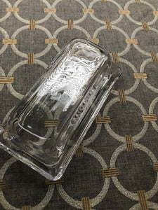 VINTAGE-LOOK "MASON" CLEAR GLASS BUTTER DISH