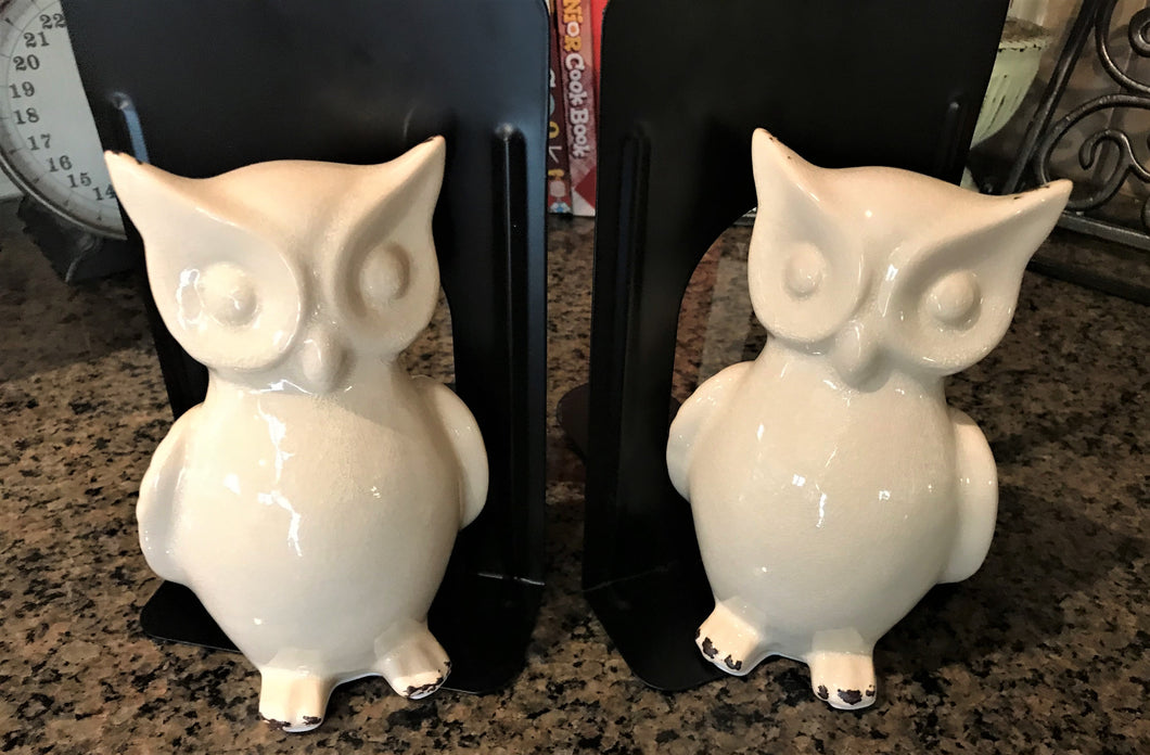 WHO-WHOOO NEEDS BOOKENDS? TWIN OWLS BLACK-STEEL BOOKENDS (SET OF TWO)