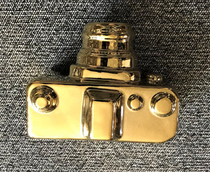 SAY CHEESE! SHINY-GOLD DECORATIVE CAMERA DECOR