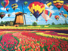 550-PIECE ROMANTIC WINDMILL, HOT AIR BALLOONS, AND TULIPS PUZZLE