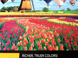 550-PIECE ROMANTIC WINDMILL, HOT AIR BALLOONS, AND TULIPS PUZZLE