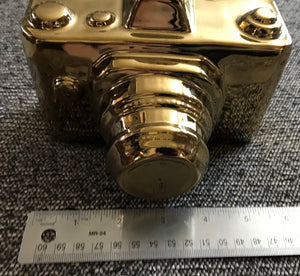 SAY CHEESE! SHINY-GOLD DECORATIVE CAMERA DECOR