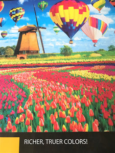 550-PIECE ROMANTIC WINDMILL, HOT AIR BALLOONS, AND TULIPS PUZZLE