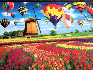 550-PIECE ROMANTIC WINDMILL, HOT AIR BALLOONS, AND TULIPS PUZZLE