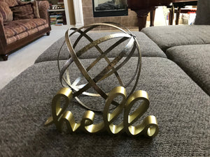 DISTRESSED-GOLD, LARGE METAL DECORATIVE ORB