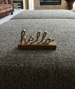 ITTY-BITTY BIRDIE GOLD/WOOD "HELLO" DECOR