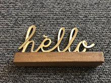 ITTY-BITTY BIRDIE GOLD/WOOD "HELLO" DECOR