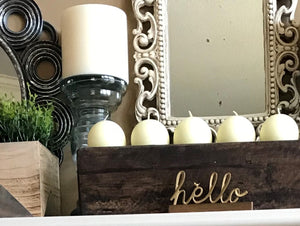 ITTY-BITTY BIRDIE GOLD/WOOD "HELLO" DECOR