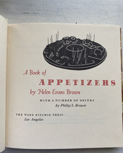 VINTAGE 3-COOKBOOK SET:  "A BOOK OF APPETIZERS," "PATIO COOK BOOK," AND "CHAFING DISH BOOK"--SO CHARMING
